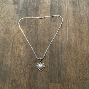 Taxco Sterling Silver Beaded Heart Pendant with Chain